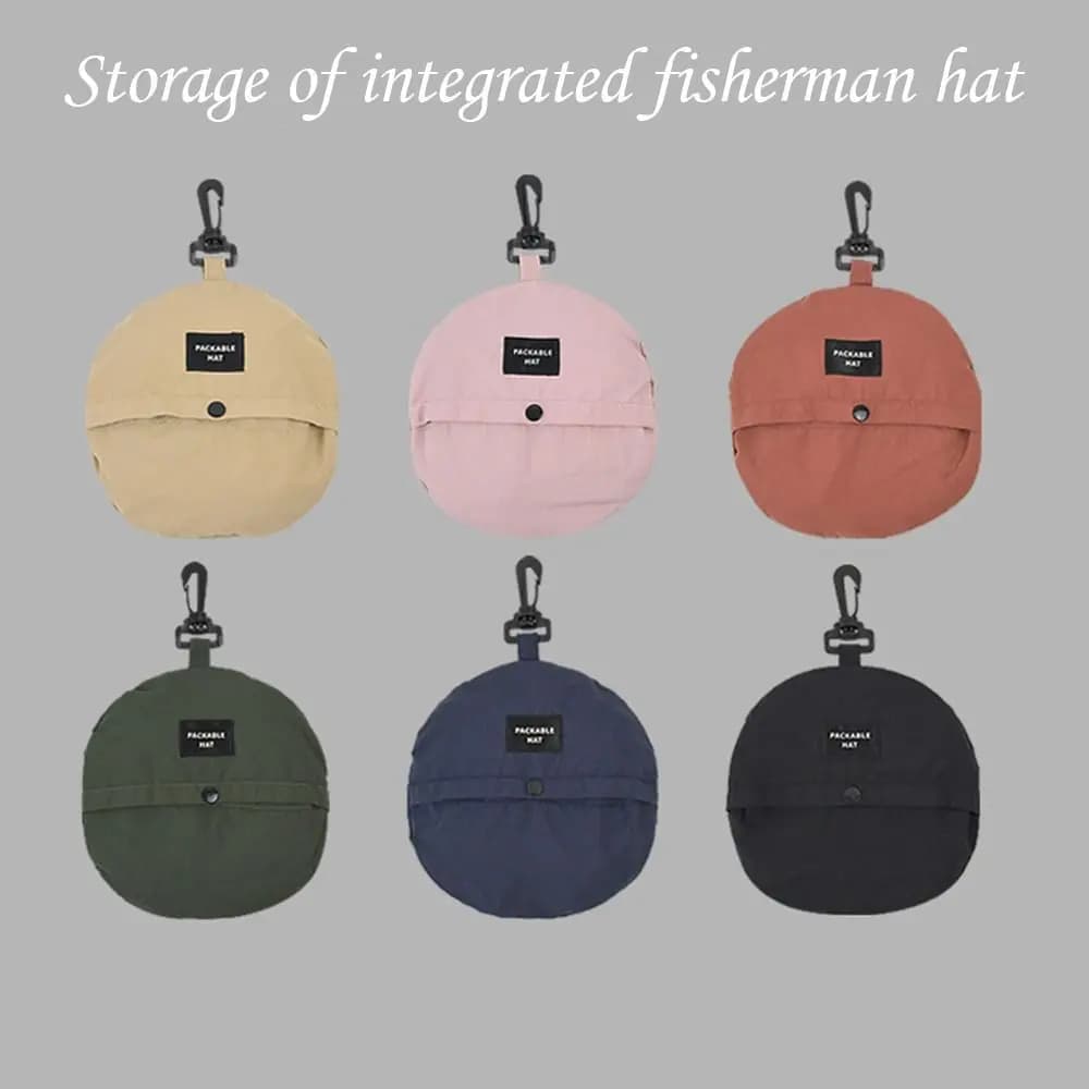 Camping Hiking Anti-UV With Storage Bag Sun Protection Waterproof Fishing Cap Bucket Hat Sun Hat Panama Cap