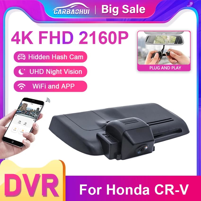 Dashboard camera for Honda CR-V 5th 2017-2022 6th Gen 2023-2024, Plug and Play 4K OEM Look DVR for car for CRV WIFI and APP control