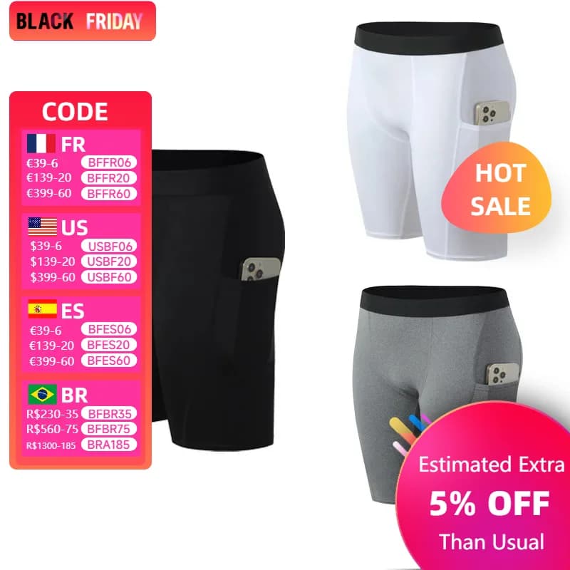 Fitness Gym Training Men's Sports Shorts Skilled Compression Leggings Cycling Shorts Basket Running Short Workout Tight