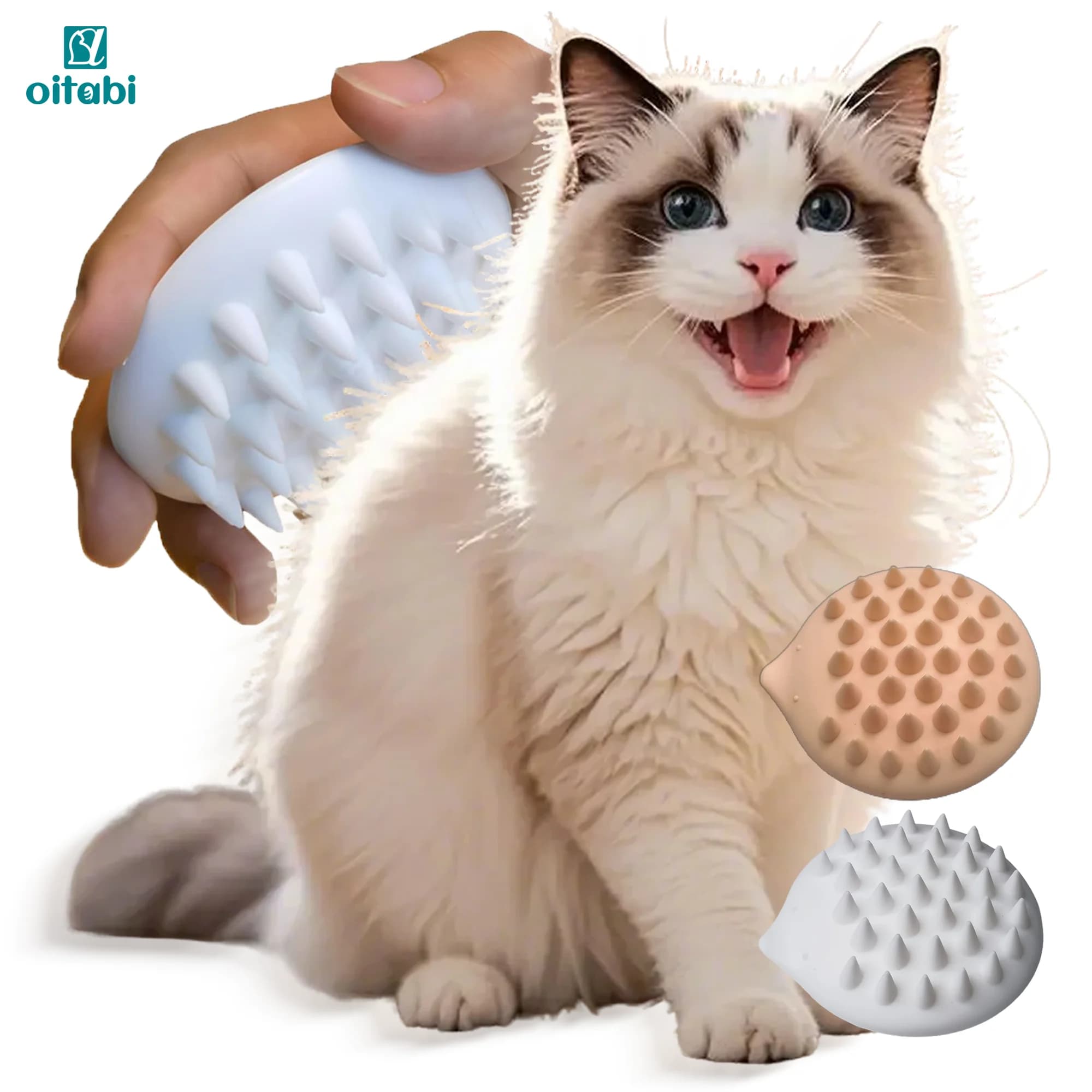 Spazzola Massaggiante in Silicone Morbido Oitabi per Animali Domestici, Spazzola per Doccia e Bagno, Rimozione Peli, Pettine per Pulizia e Toelettatura di Cani e Gatti