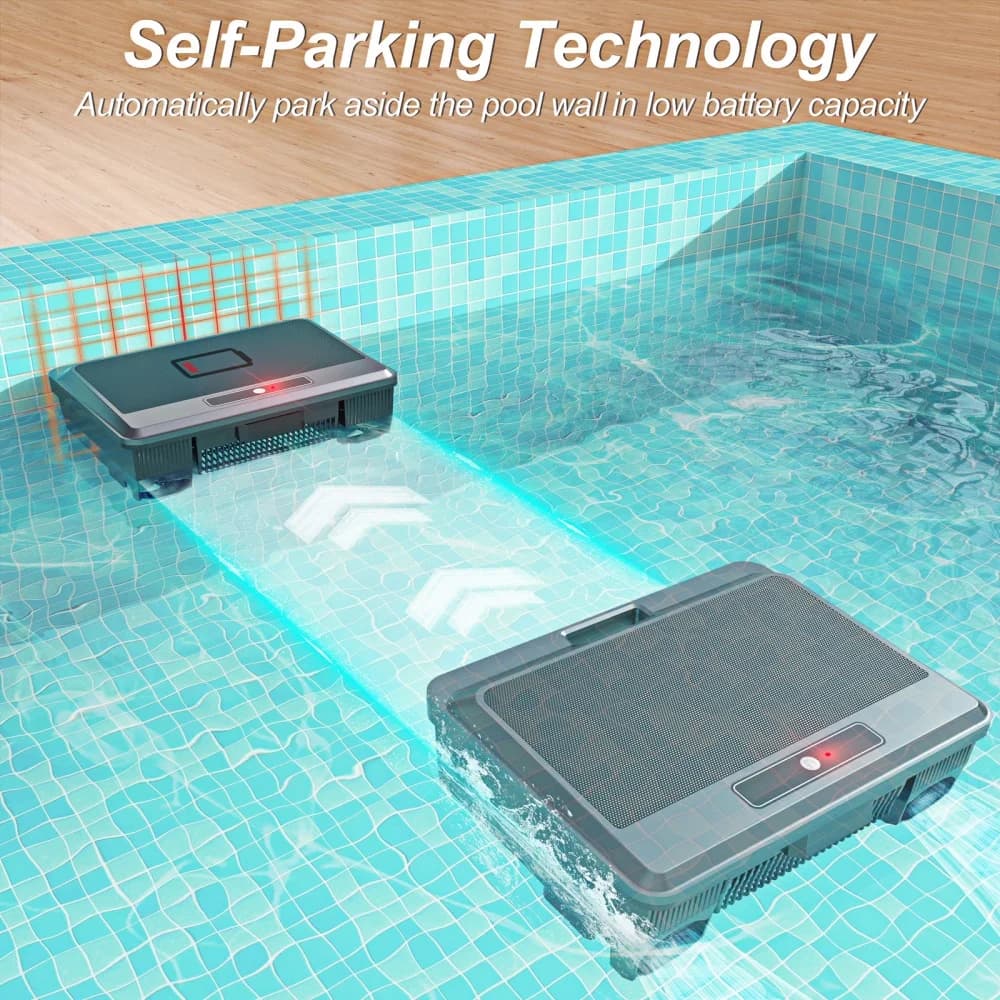 Robotic Pool Surface Cleaner With Dual Charging Options Automatic Pool Skimmer Vacuum