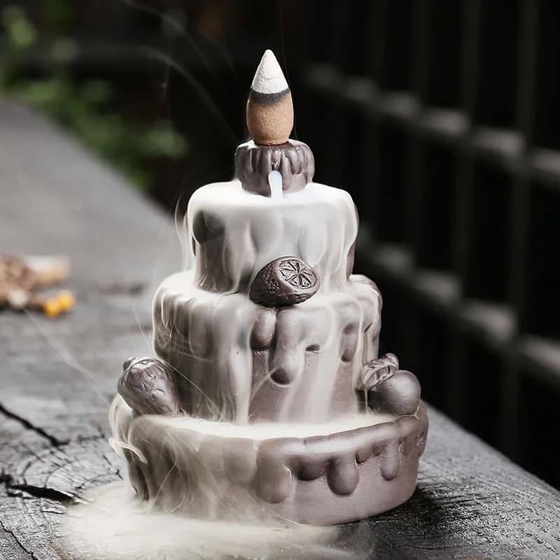 Purple Clay Backflow Incense Burner Home Craft Ornament Creative Birthday Gift Smoke Backflow Sandalwood Incense Burner