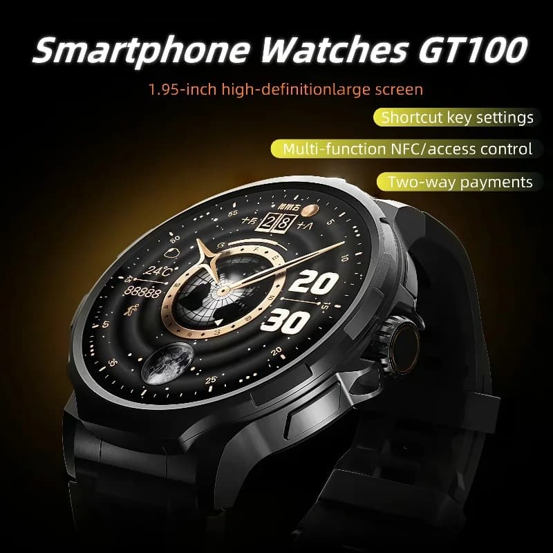 Sistema Android GT100 4G Simcard 180 ° Telecamera rotativa IP67 Orologio impermeabile GPS WIFI 128GB Rom