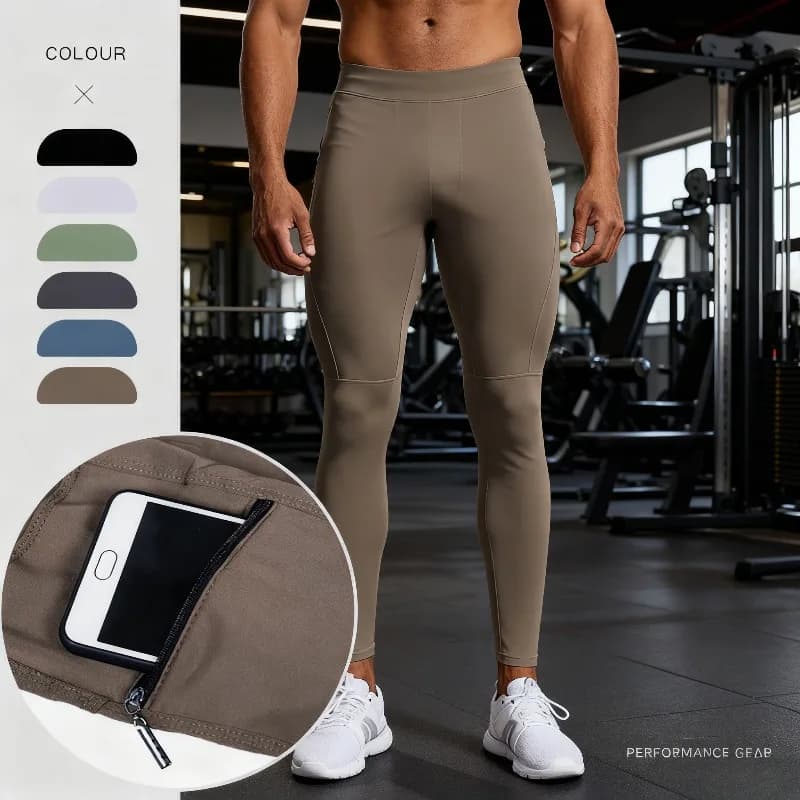Leggings elasticizzati da uomo per allenamento, fitness, corsa, basket, strato base caldo per sport invernali e allenamento