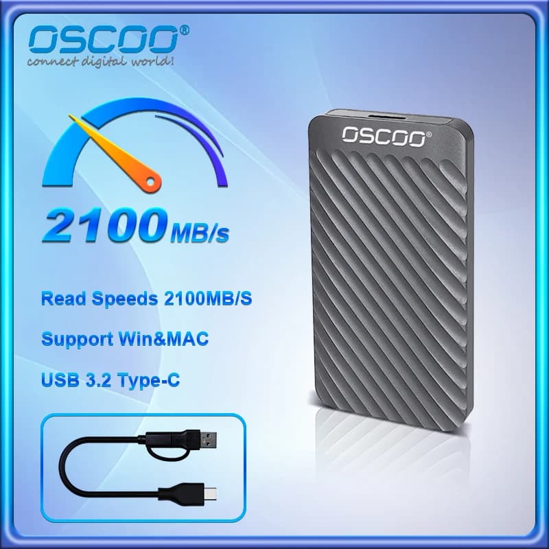 OSCOO 2100 MB/s SSD portatile Tipo C USB 3.2 Gen 2*2 Archiviazione esterna PSSD 1TB 2TB HD Esterno rigido per laptop PS5 Mobile Hard Dis