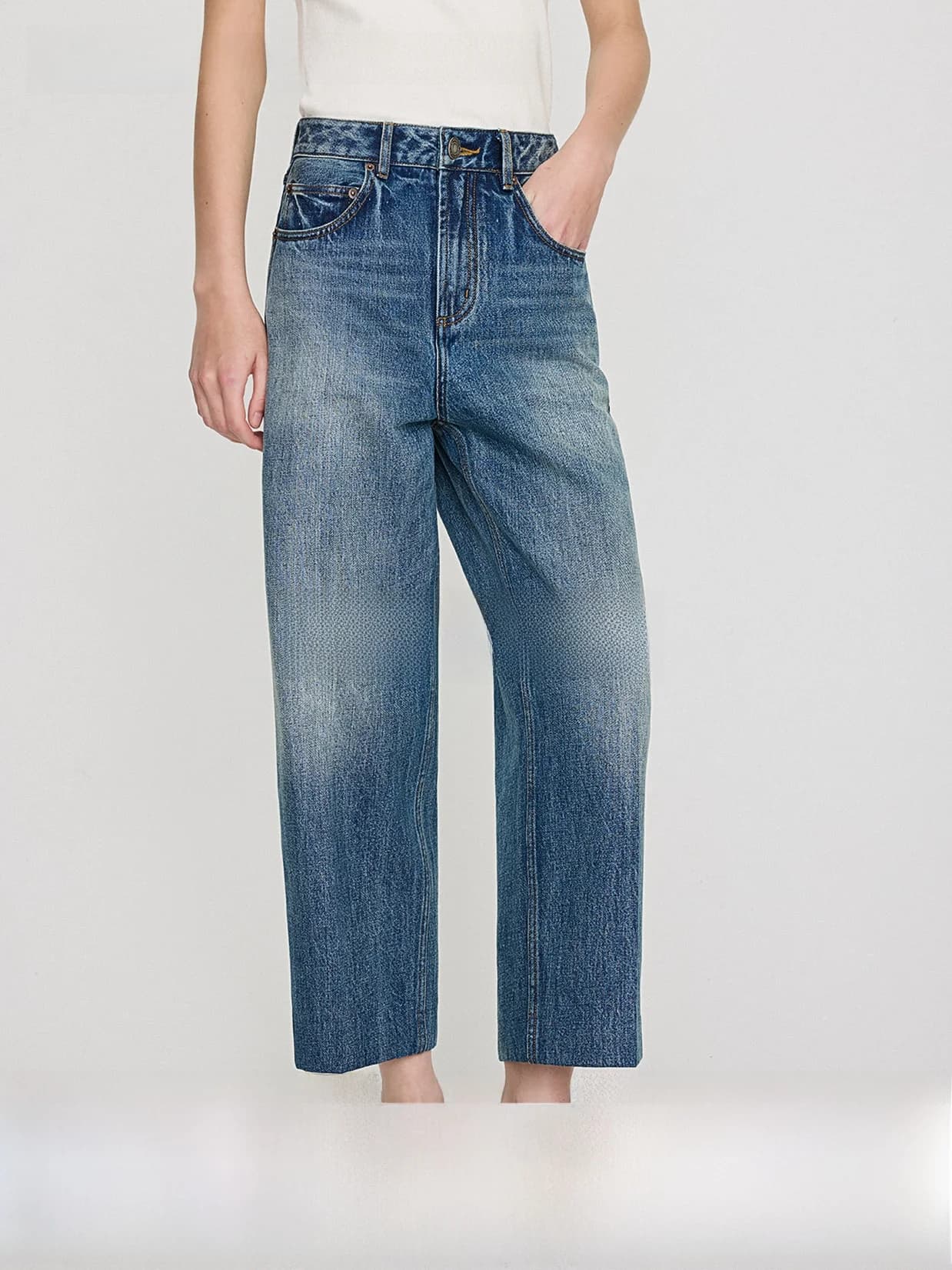 Modern Slim Fit Nine-Tenths Jeans Gold Label Keigan Women's Cotton Jeans Natural Waist Pocket Zipper Closure All Seasons