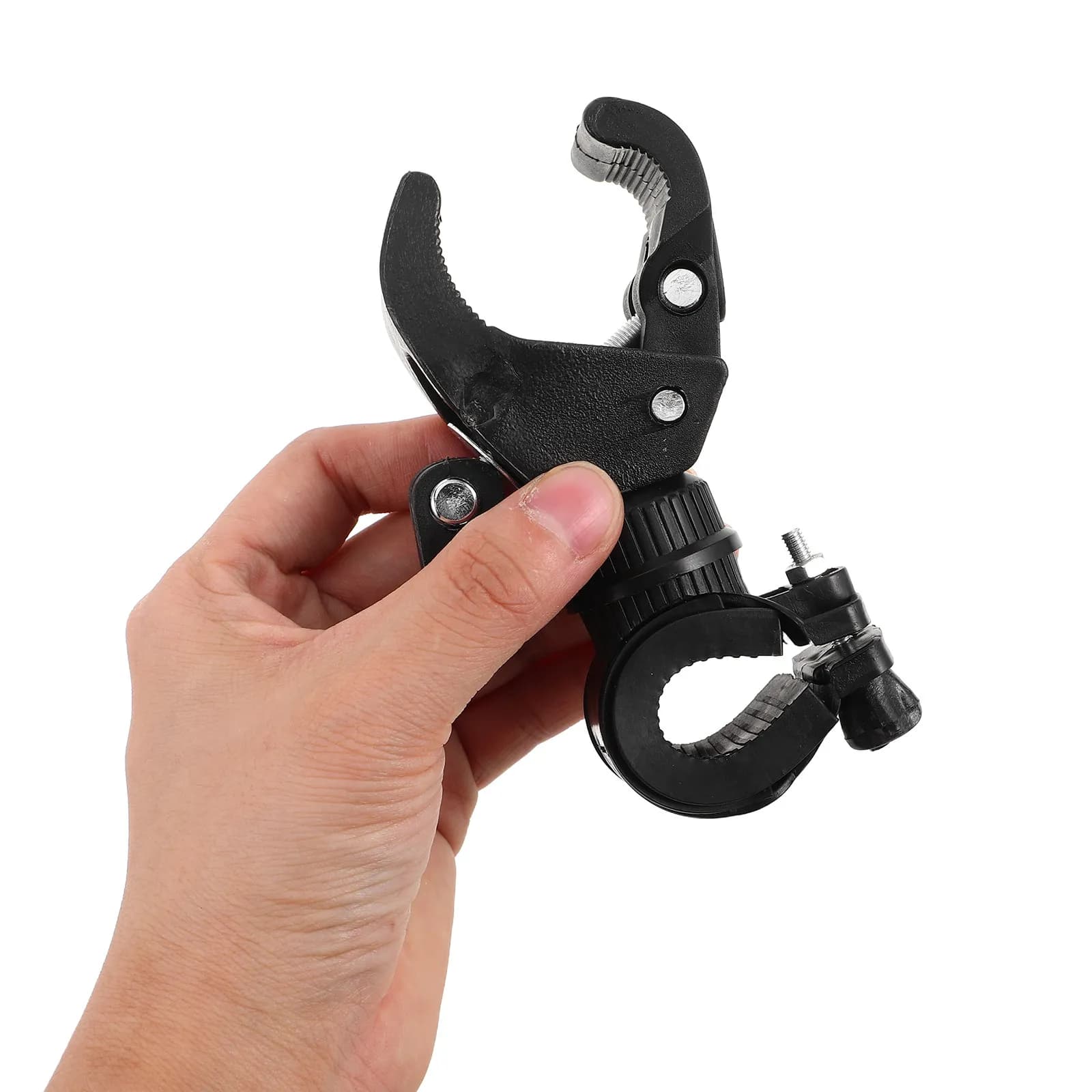 Handlebar Flashlight Mount Black Rotatable Bicycle Light Holder Clamp Torch Clip Stable Bike Flashlight Holder for Outdoor