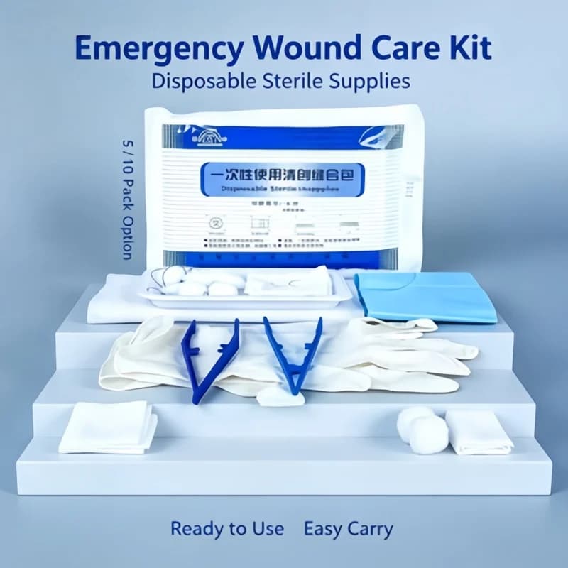 Portable Sterile Wound Care Kit 5/10Pcs Disposable Surgical Suture Debridement Set First Aid Outdoor Emergency