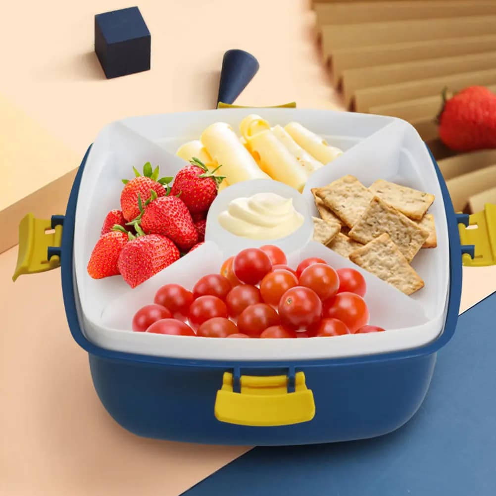 1Set High Quality Salad Bento Box Premium PP Material Sauce Container Fork Cutter Oven Safe Leakproof Food Container for Home