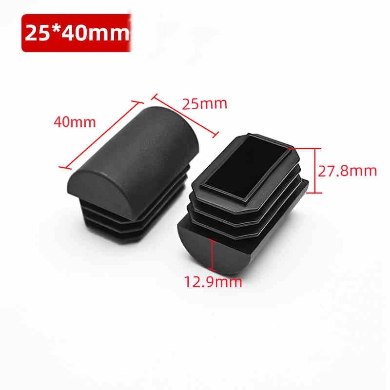 Tappi Quadrati in Plastica PP Nera 16x16mm-30x60mm, Tappi a Punta Forata per Gambe di Mobili, Inserti per Tubi, Accessori per Mobili 16mm-60mm