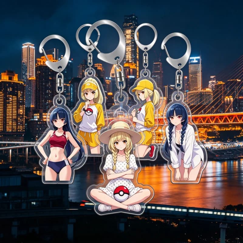Keychain For Pokemon Kneeling Sport Ver Acrylic HomemadeCartoon Anime Backpack Pendant Decoration Collection Fans Gift 5cm