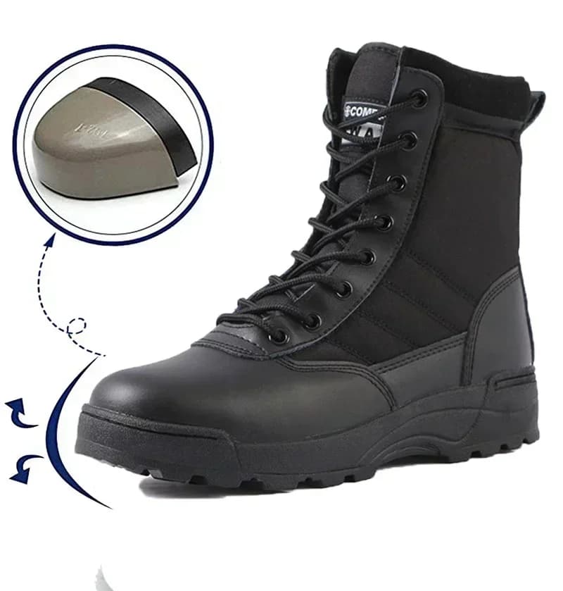Scarpe antinfortunistiche Stivali da lavoro militari per esterni Scarpe con punta in acciaio Stivali da lavoro antiforatura per suola Piastra in acciaio ispessita antiscivolo