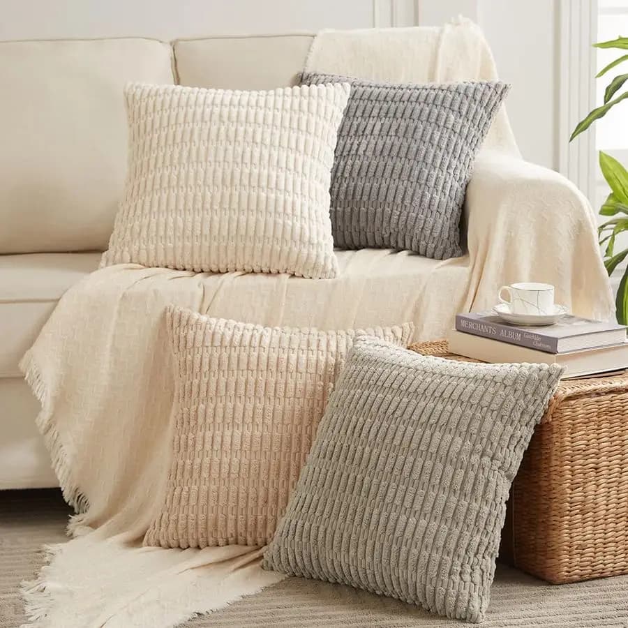 Homi Set of 4 Faithful Decorative Neutre in European Style 26x26 Inches for Living, Sofa, Bed, Rustic Style Boho for Home