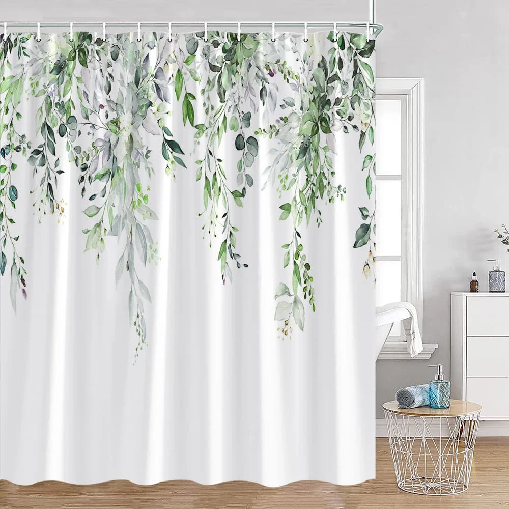 Tende da doccia floreali con fiori, foglie tropicali, uccelli, farfalle, libellule, piante verdi, tenda da bagno, decorazioni per la casa, per il bagno