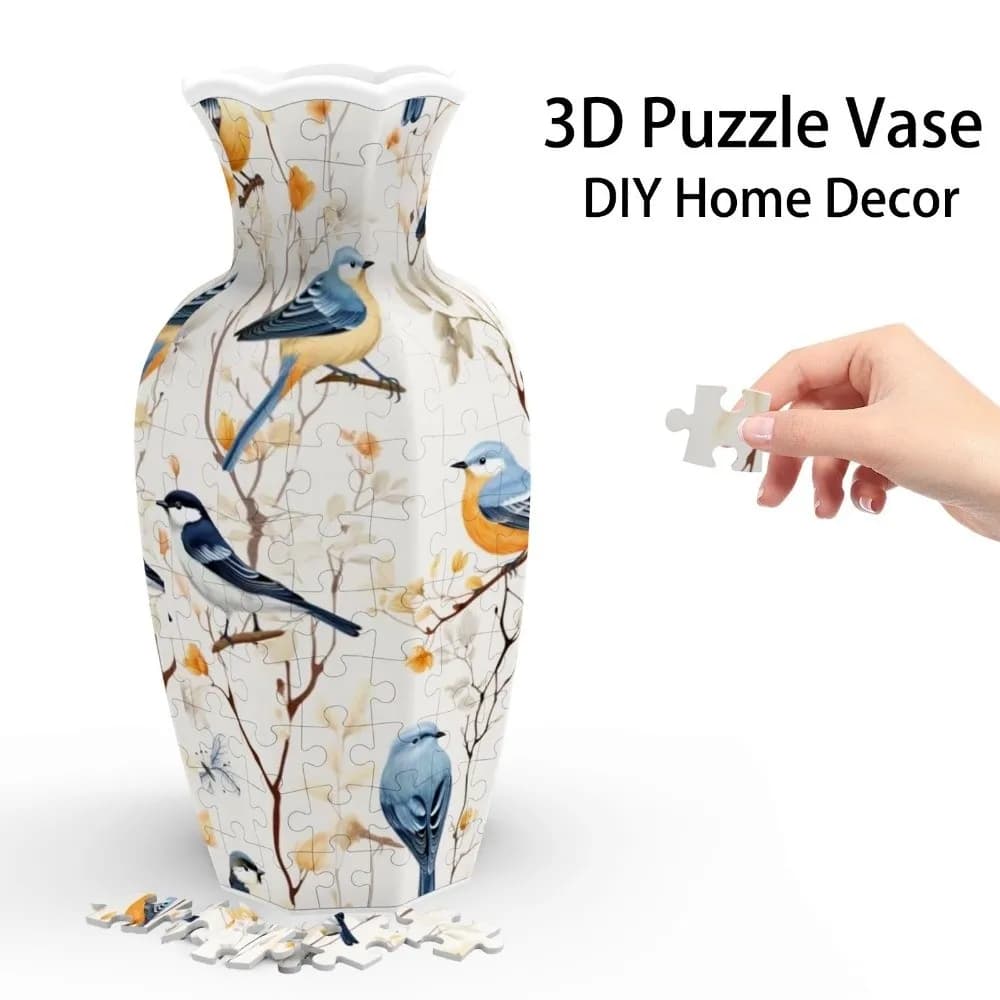 Vaso Artistico 3D in Plastica Curva, Puzzle Creativo Impermeabile Fai-da-Te con Base, Vaso per Composizioni Floreali