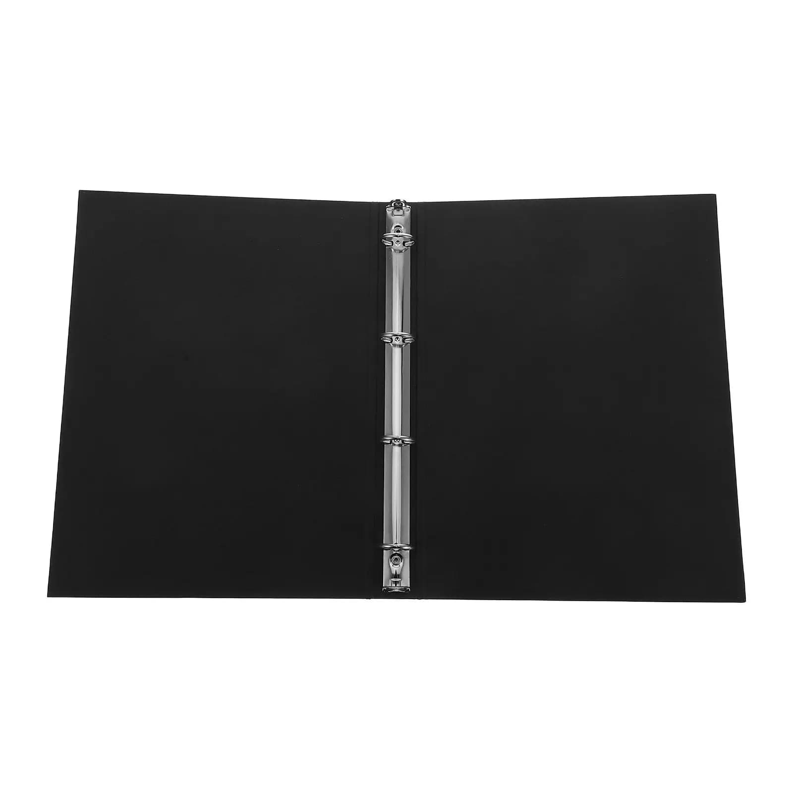 Raccoglitore a 6 anelli ricaricabile con copertina in carta kraft nera, protezione per quaderno A4, organizer con copertina rigida