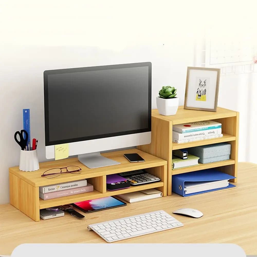 Stable Base Wood Desktop Computer Stand Eyesight Protection Protect Cervical Spine Office Laptop Riser
