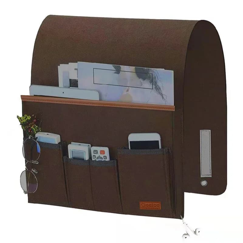 Poltrona per la casa Caddy Divano in feltro Bracciolo reclinabile Organizzatore per riviste Tablet Telefono cellulare Borsa portaoggetti sospesa per telecomando