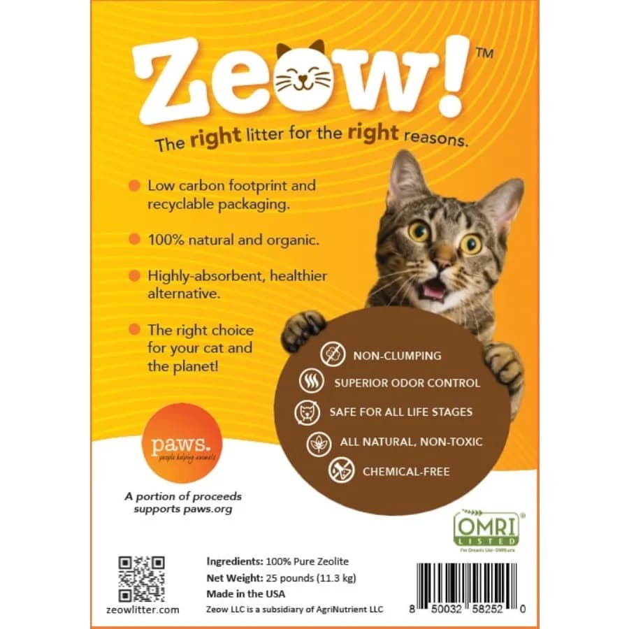 Lettiera per Gatti in Zeolite Organica Non Agglomerante con Formula a Basso Contenuto di Polvere, Ideale per Gatti Sensibili e Case Eco-Consapevoli