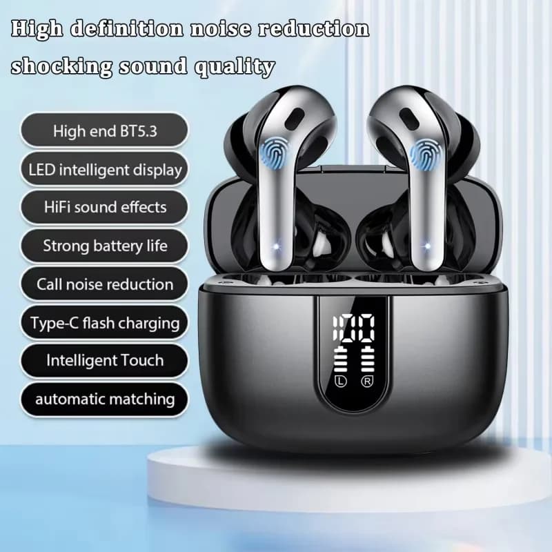 Wireless headphones with Bluetooth 5.3, Reduction of ENC Rumor with Four microphones, 50 Hours of Autonomy, Wireless Bluetooth Headphones