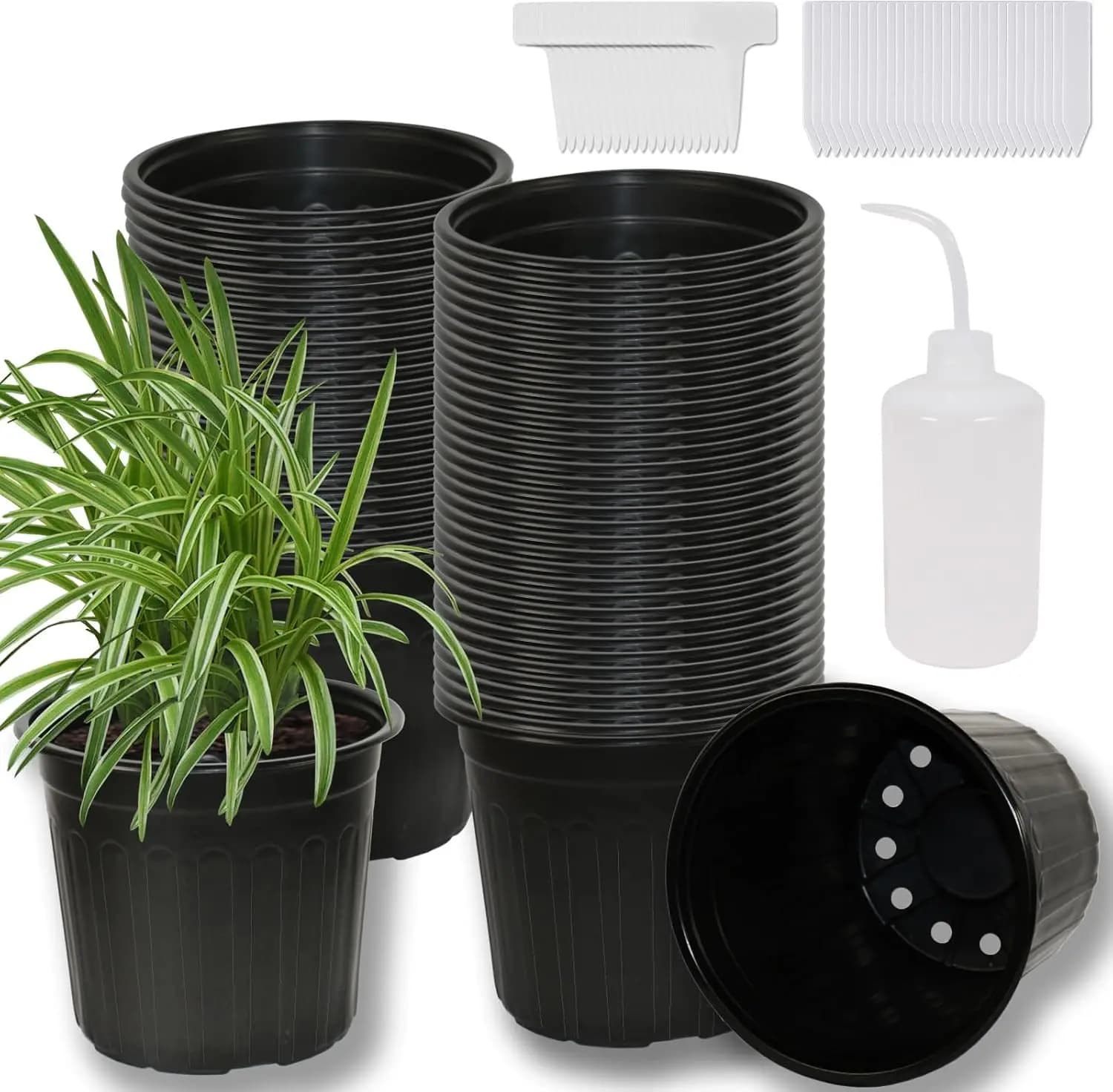 Pack of 60 Flexible Vases for Plants with Labels, Soft Containers for Semina for Internal and External Gardening