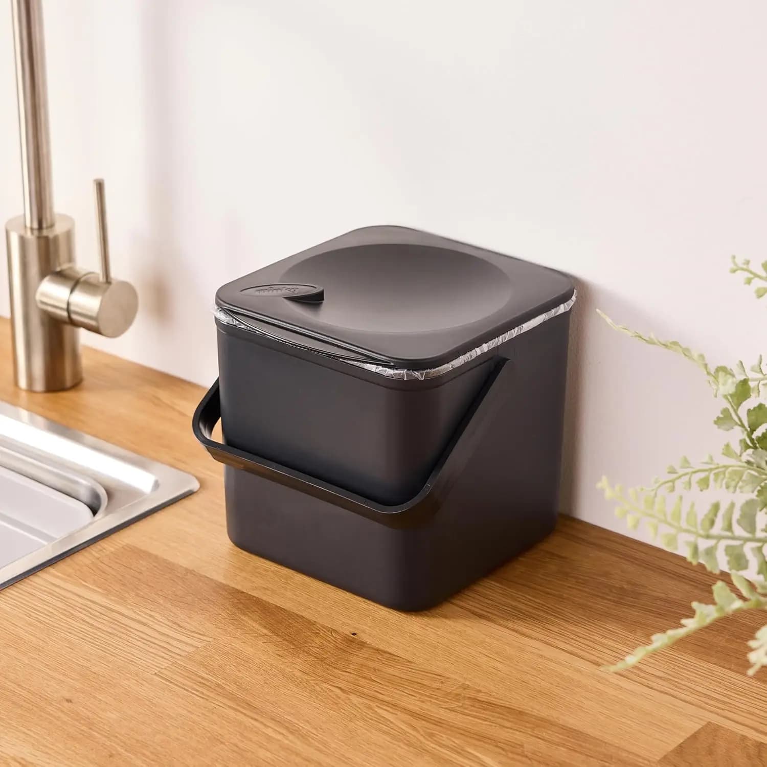 Contenitore per Compost da 3,5L con Coperchio Apribile, Facile da Pulire, Piedini Antiscivolo – Bidone Ecologico per Rifiuti Alimentari da Cucina