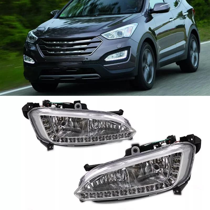 Automobile Faro LED DRL Fendinebbia LED Luci di Giorno di Guida Accessori Auto Per Hyundai Santa Fe Maxcruz Fe IX45 2013 2014 2015