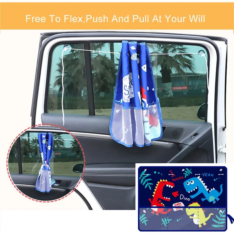 Cute Cartoon Animal Suction Cup Curtain In The Car Window Sunshade Cover Universal Side Window UV Protection For Kid Baby
