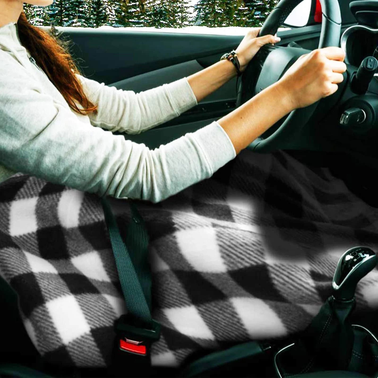 Coperta Riscaldante a Temperatura Costante 12V con Timer di Sicurezza, Coperta Termica in Pile per Auto, Camper, Camion, SUV