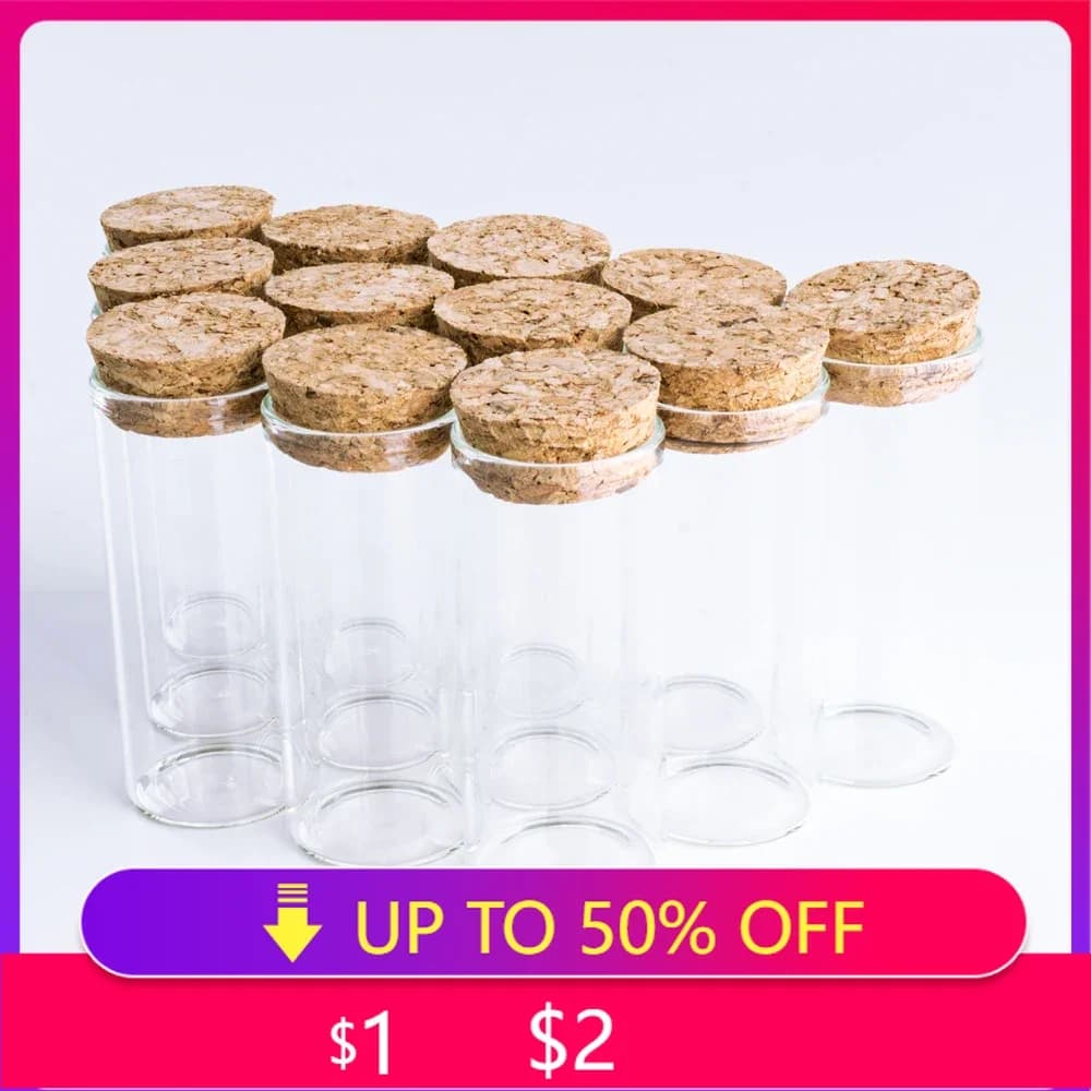 Straight Mouth Glass Bottle 70*30mm 30ml Cork Stopper Spice Container Jars Vials DIY Craft Kitchen Storage Bottles 12pcs/Lot