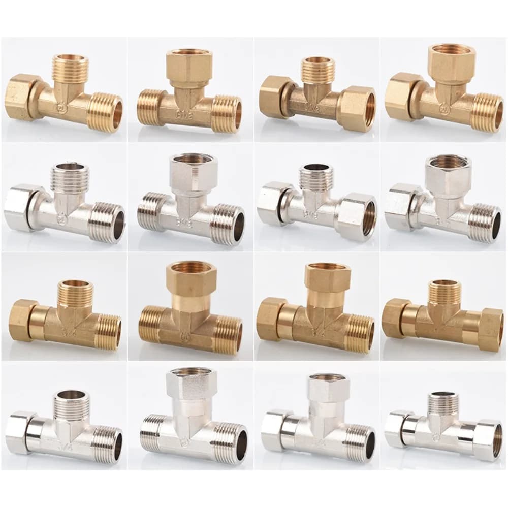 DN15 DN20 1/2 "3/4" BSP femmina maschio unione Tee 3 vie connettore ottone nichelato giardino di casa tubo riscaldatore a Gas acqua