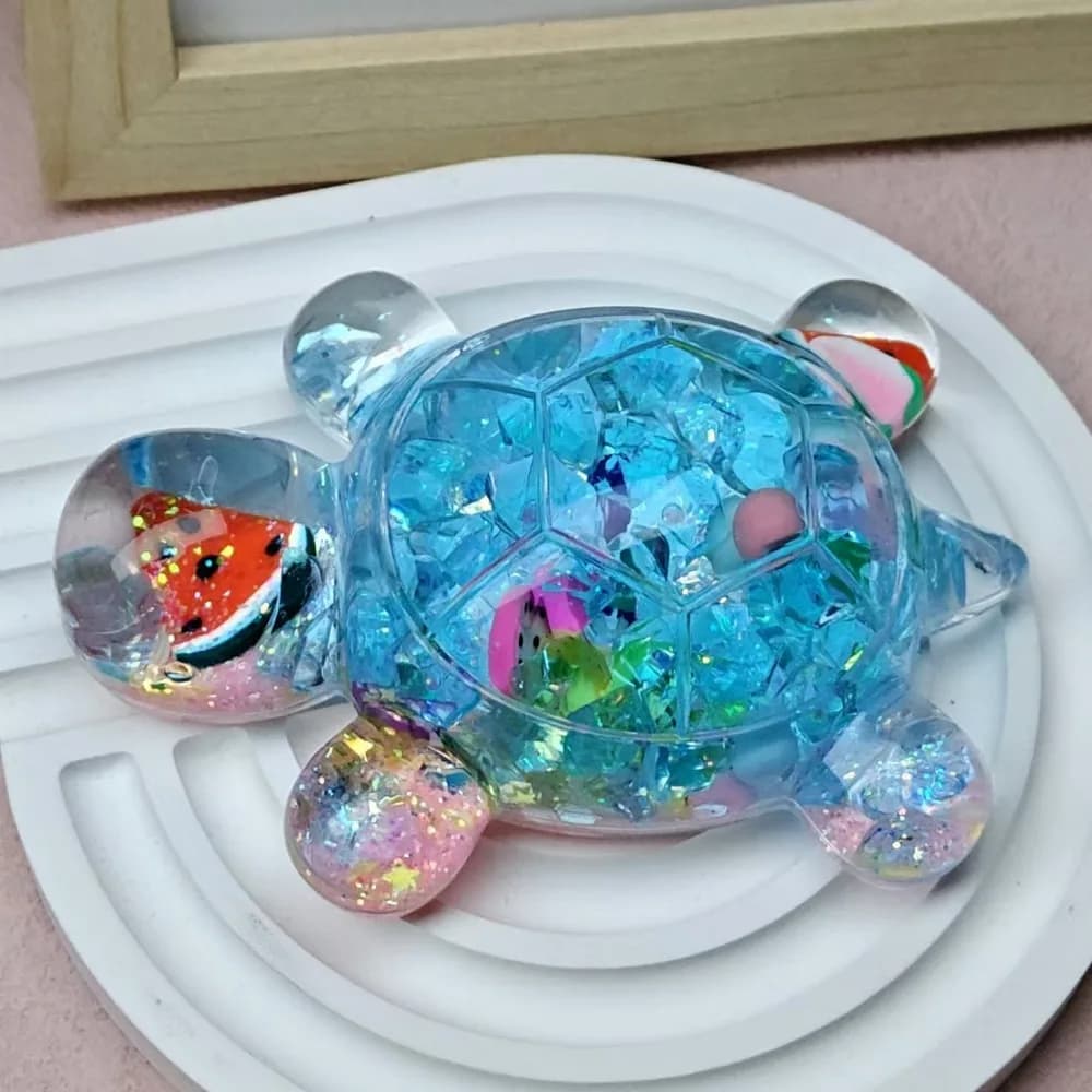 Statuette di Tartarughe in Sabbia Fluida Colorata, Miniature di Tartarughe, Giocattoli Carini a Forma di Tartaruga, Frutta Kawaii
