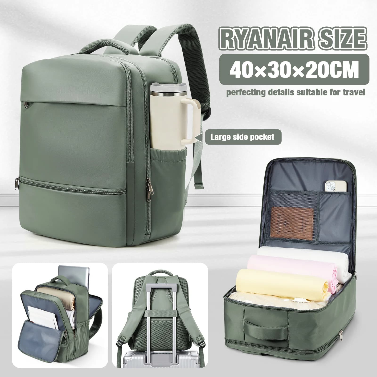 Zaino da Viaggio per Donna e Uomo, Bagaglio a Mano Ryanair 40x30x20, Borsa da Cabina per EasyJet Wizzair, Zaino Incase, Borsa per Laptop