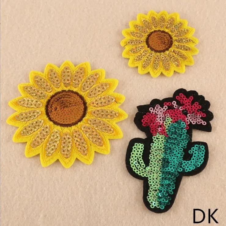 Nuovo arrivo 10 pezzi girasole pianta paillettes ricamato ferro sulla toppa telefono indumento cappello borsa scarpa applique accessorio