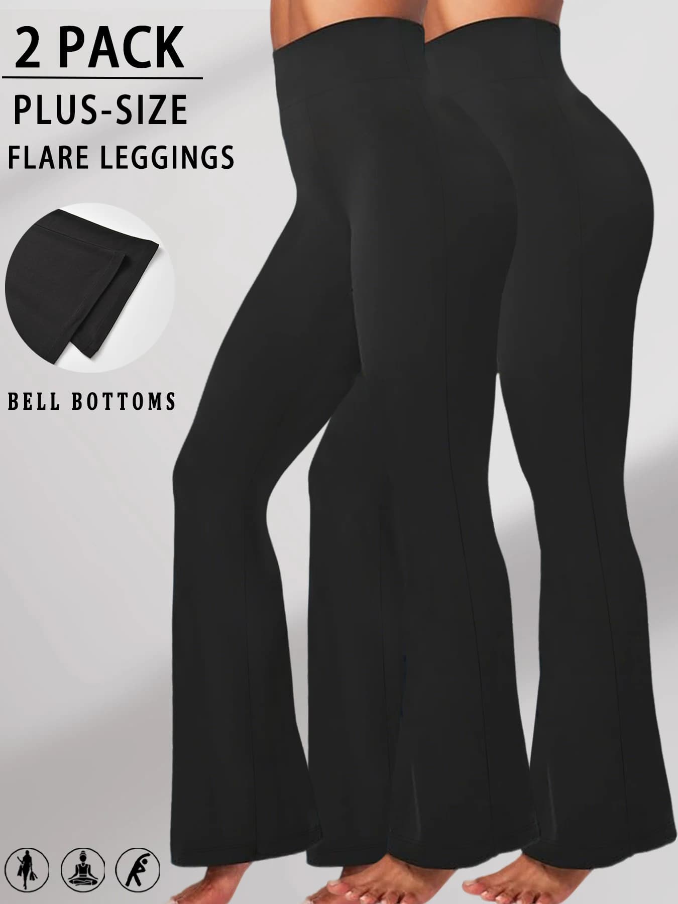 Pack of 2 women's high waist elegant elephant leg pants, strong sizes, for yoga training. Suitable for women's leggings to wear for leisure.