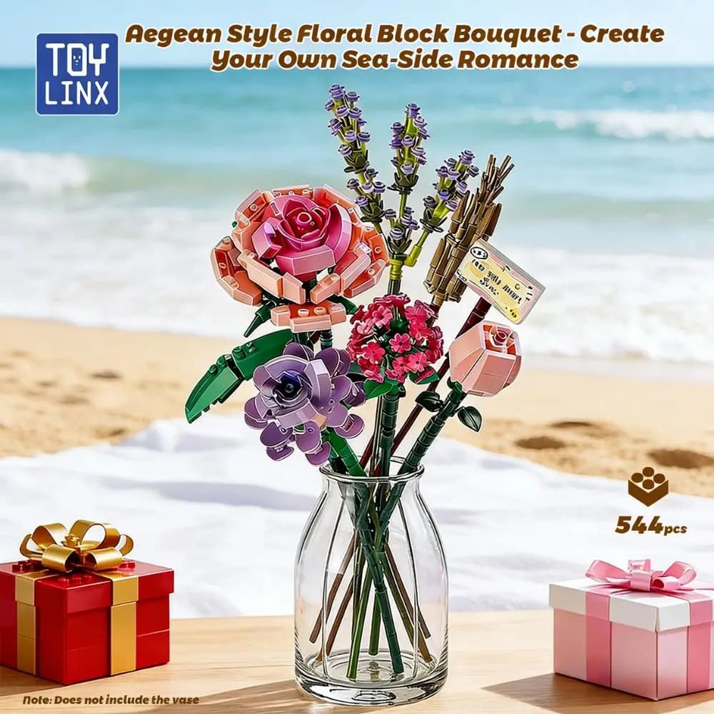 KAVOWORLD 544 pz. Bouquet di Rose Eterne Modello Micro Blocco da Costruzione Fai da Te Decorazione per Casa e Scrivania Giocattolo Regalo per Ragazze