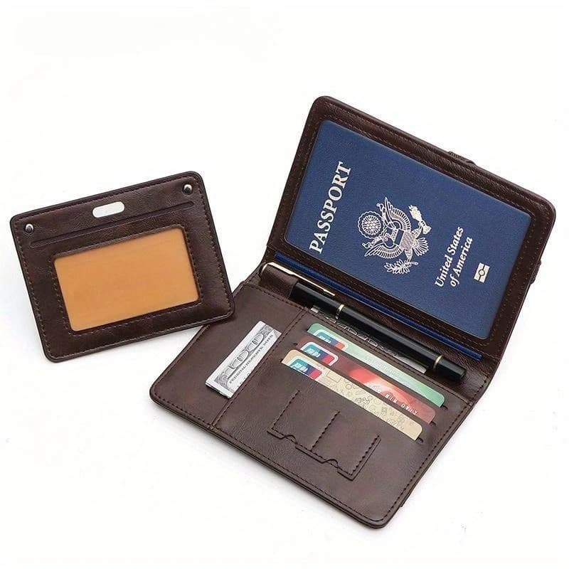 1PC Lightweight Passport Wallet RFID Blocking Multiple Compartments Travel Documents