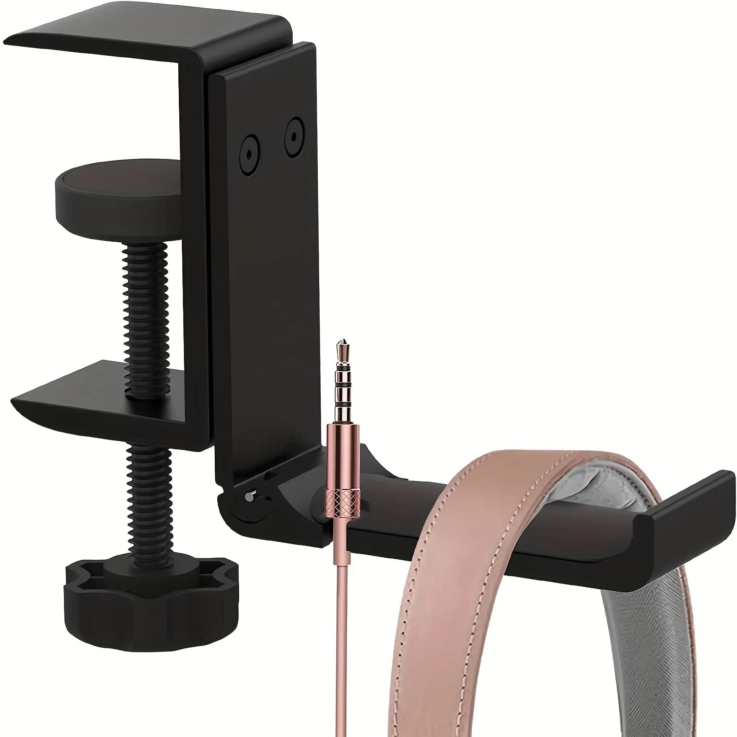 All‑Aluminum Foldable Under‑desk Headphone Holder, Snap‑lock Clamp Hook for Headset, Backpack, Table Bag, Gaming Gear