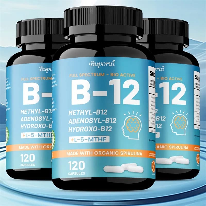 Vitamin B12 Capsules - Supports Energy Metabolism, Promotes Mental Clarity, and Ensures A Healthy Nervous System, Vegan