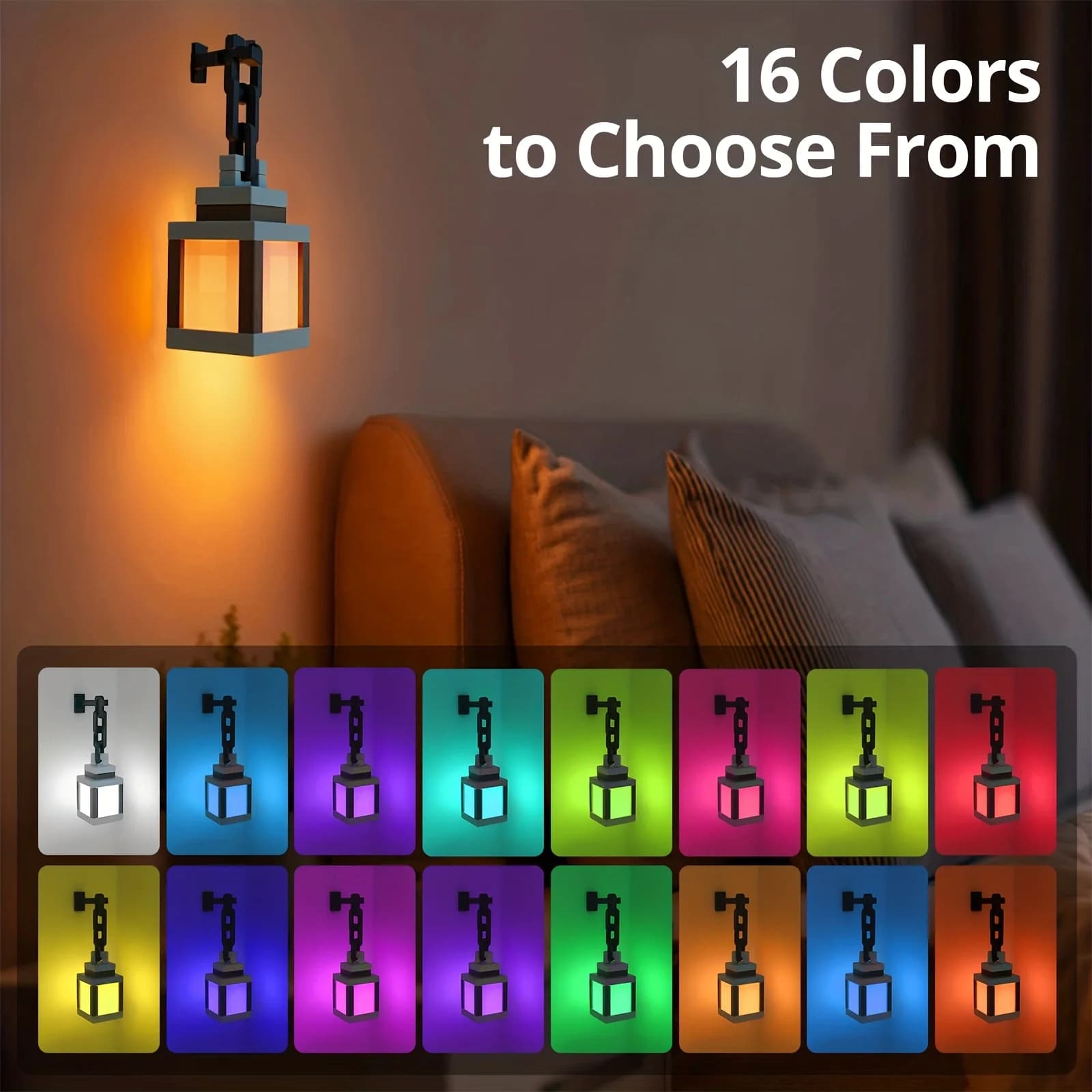 Lampada Notturna Pixel - Luce d'atmosfera LED a 16 colori con telecomando, montabile su scrivania e parete, ideale come regalo per l'arredamento della camera da letto