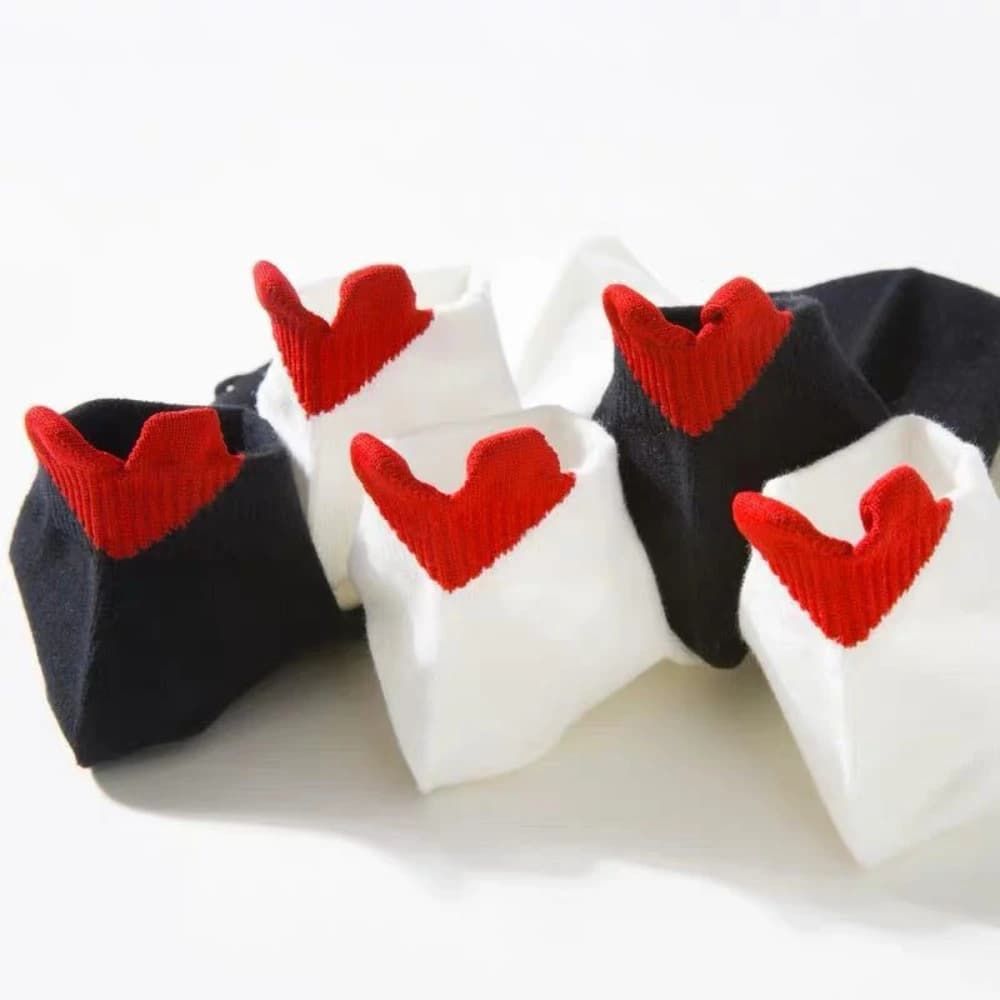 Confezione da 5 paia di calzini da donna primavera estate nuovo arrivo stile coreano amore cuore caviglia stile conciso calzini corti bianchi kawaii