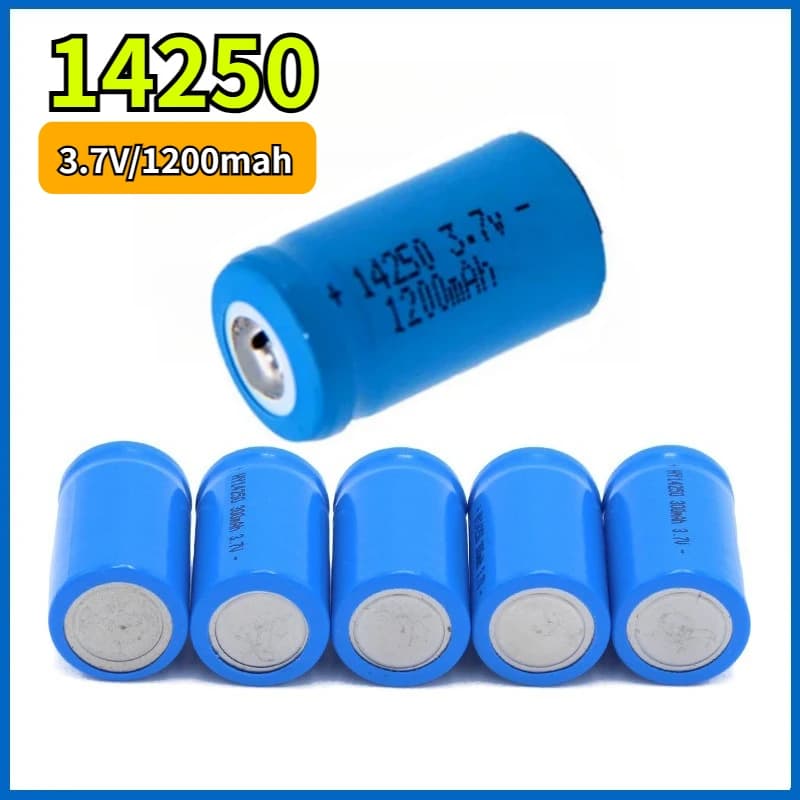 Batteria ricaricabile da 3,7 V 14250 1200 mAh per torcia elettrica Telefoni senza fili Allarme fumo Mirino laser a infrarossi Walkmans Giocattolo portatile