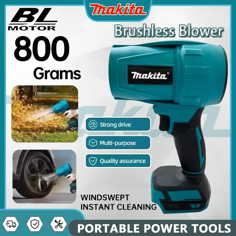 Makita Brushless Turbo Fan Blower Electric Handheld Jet Fan 22000RPM High Power 18V Battery Compatible for Leaf And Dust Blowing