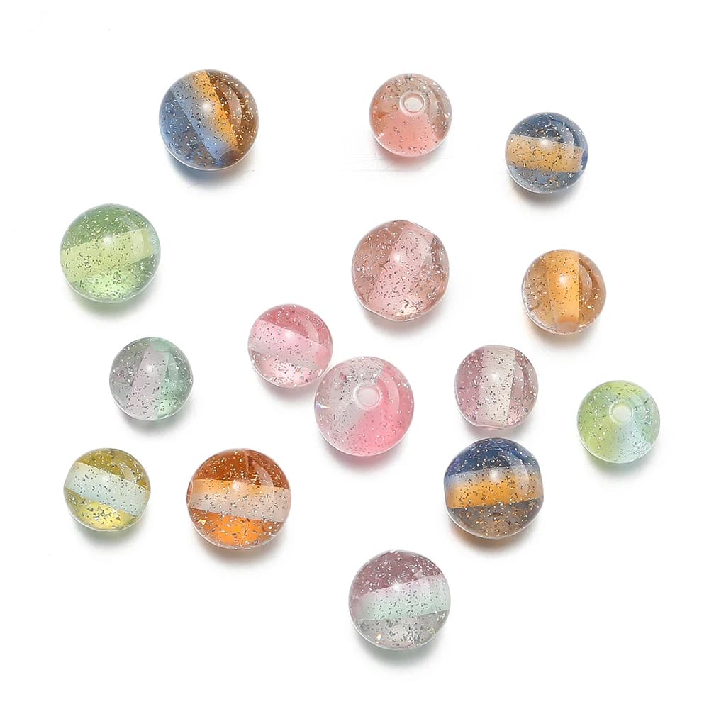 20 pezzi di perline in resina glitterate perline distanziatrici rotonde per bracciale collana orecchini creazione di gioielli accessori forniture 8/10mm