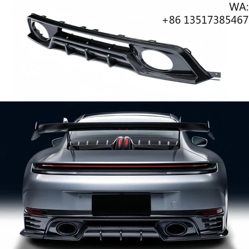 Car Rear Lip Upgrade PK Style Dry Carbon Fiber Rear Diffuser Rear Bumper Lip Suitable for Porsche 992.2