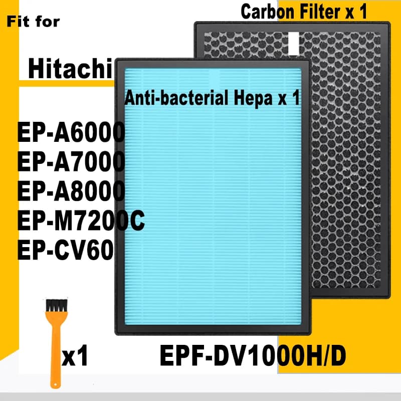 Per purificatore d'aria Hitachi EP-A6000 EP-A7000 EP-A8000 EP-M7200C Sostituzione filtro HEPA e carbone attivo