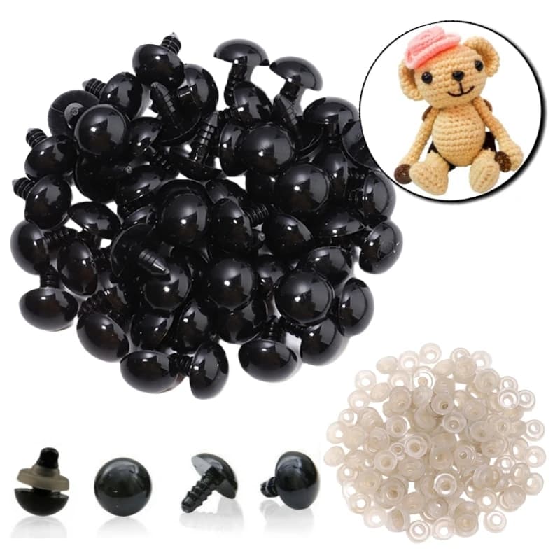 50 Pz/lotto 6-20mm Bulbo Oculare di Plastica Accessori per Bambole Nero Peluche Occhi di Sicurezza Per L'artigianato FAI DA TE Giocattolo Divertente Occhi Regali Animali Decorazione