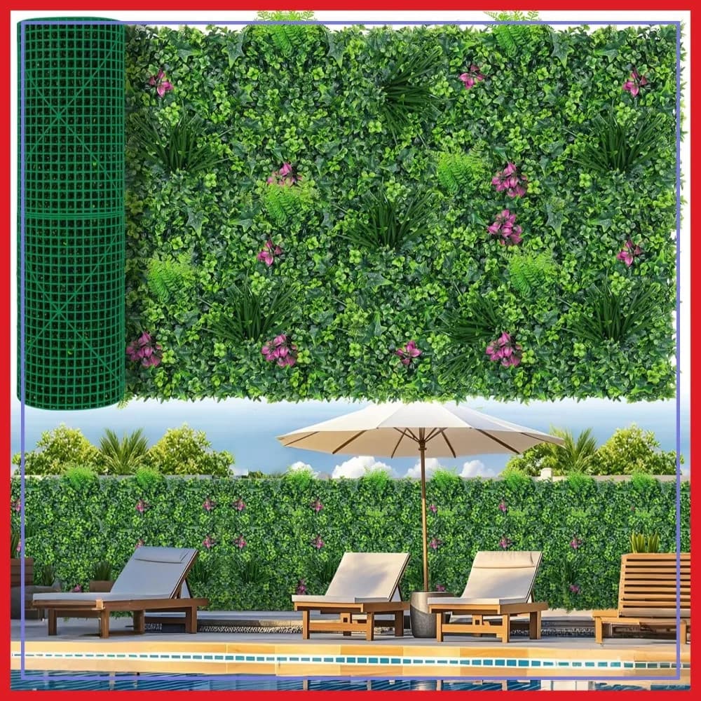 Pannelli di Siepe Artificiale 40x120 Pollici, Schermo Privacy Resistente al Sole per Decorazione Giardino e Patio