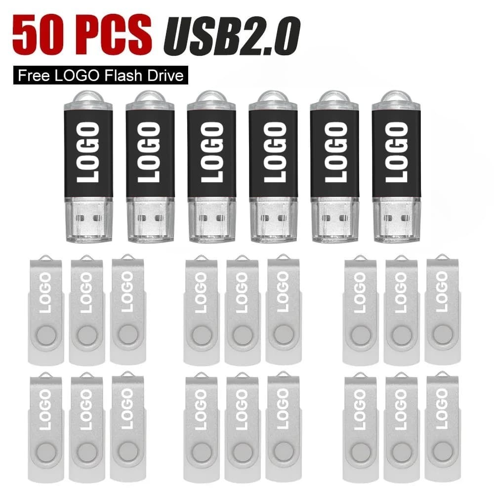 50 Pz/lotto Chiavetta USB Mini Pen Drive Chiavetta USB 4GB 2GB 1GB Pendrive 64gb 32gb 16gb Disco Metallico Cle USB Logo Personalizzato Gratuito