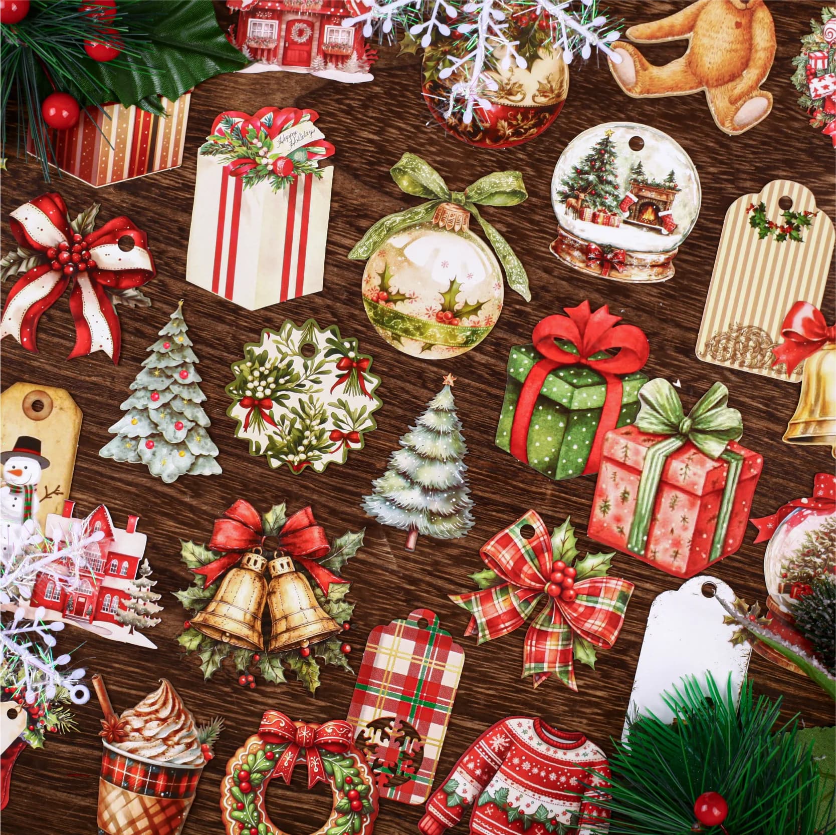 20pcs/pack Winter Christmas Stickers Christmas Party Creative Adhesive DIY Hand Made Collage Junk Journal Scrapbook Supplies